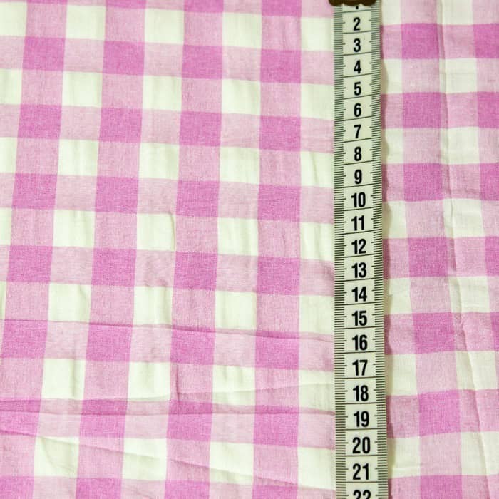 Tecido viscose rayon estampado xadrez marrom/pink